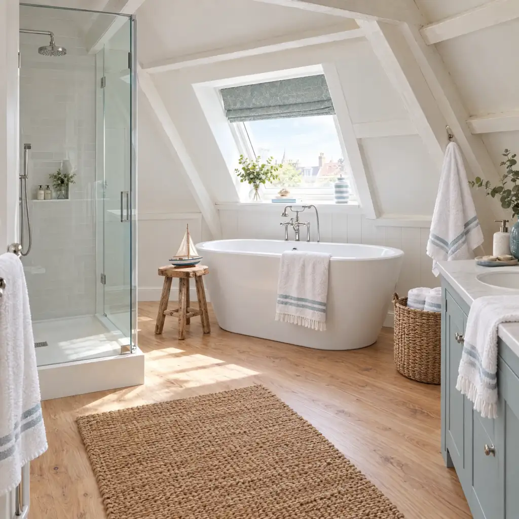 Badkamer van Zeewind met vrijstaand bad en douche